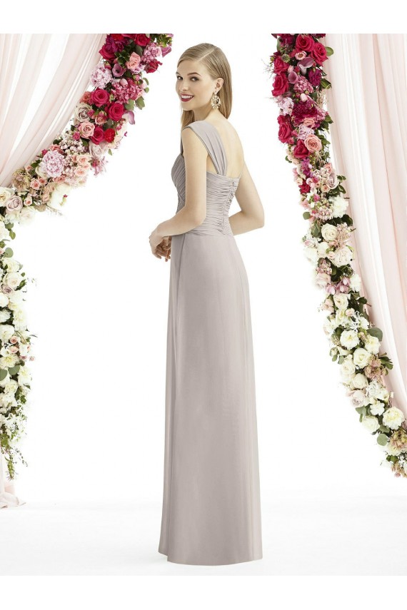 Silber A-Linien Chiffon Lange Brautjungfernkleider Ausverkauf