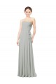 Silber A-Linien Chiffon Lange Brautjungfernkleider Ausverkauf