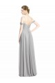 Silber A-Linien Off-Schulter Spaghetti-Träger Chiffon Lange Brautjungfernkleider Ausverkauf