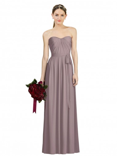 Staubige Rose A-Linien Chiffon Lange Brautjungfernkleider Ausverkauf