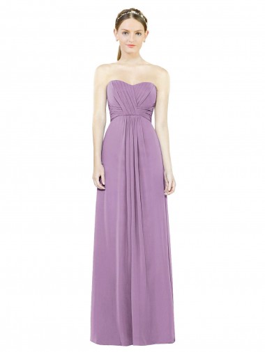 Staubiger Lavendel A-Linien Chiffon Lange Brautjungfernkleider Ausverkauf