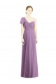Staubiger Lavendel A-Linien Eine-Schulter Chiffon Lange Brautjungfernkleider Ausverkauf