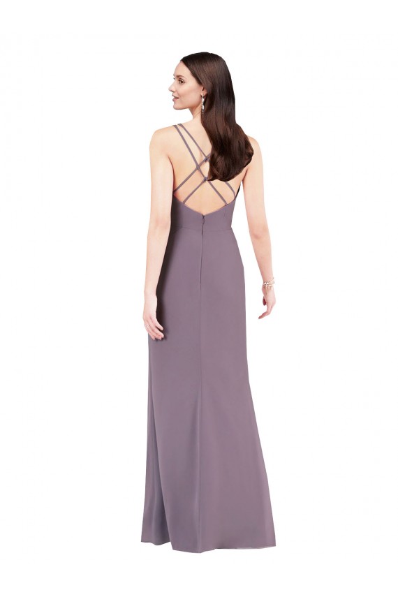 Staubiger Lavendel Etui Chiffon Lange Formale Brautjungfernkleider / Abendkleider Ausverkauf