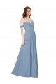 Staubiges Blau A-Linien Chiffon Lange Brautjungfernkleider Ausverkauf