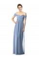 Staubiges Blau A-Linien Off-Schulter Chiffon Lange Brautjungfernkleider Ausverkauf