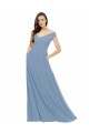 Staubiges Blau A-Linien Off-Schulter Chiffon Lange Brautjungfernkleider Ausverkauf