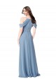 Staubiges Blau A-Linien Off-Schulter Chiffon Lange Brautjungfernkleider Ausverkauf