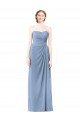 Staubiges Blau A-Linien Trägerlos Chiffon Lange Brautjungfernkleider Ausverkauf
