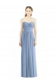 Staubiges Blau A-Linien Trägerlos Chiffon Lange Brautjungfernkleider Ausverkauf