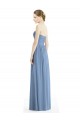 Staubiges Blau A-Linien Trägerlos Chiffon Lange Brautjungfernkleider Ausverkauf