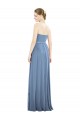 Staubiges Blau A-Linien Trägerlos Chiffon Lange Brautjungfernkleider Ausverkauf
