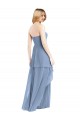 Staubiges Blau A-Linien Trägerlos Chiffon Lange Brautjungfernkleider Ausverkauf