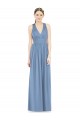 Staubiges Blau A-Linien V-Ausschnitt Chiffon Lange Brautjungfernkleider Ausverkauf