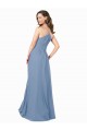 Staubiges Blau A-Linien V-Ausschnitt Chiffon Lange Brautjungfernkleider Ausverkauf