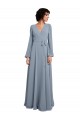 Staubiges Blau A-Linien V-Ausschnitt Chiffon Lange Brautjungfernkleider Ausverkauf