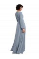 Staubiges Blau A-Linien V-Ausschnitt Chiffon Lange Brautjungfernkleider Ausverkauf
