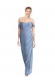 Staubiges Blau Meerjungfrau Off-Schulter Chiffon Lange Brautjungfernkleider Ausverkauf