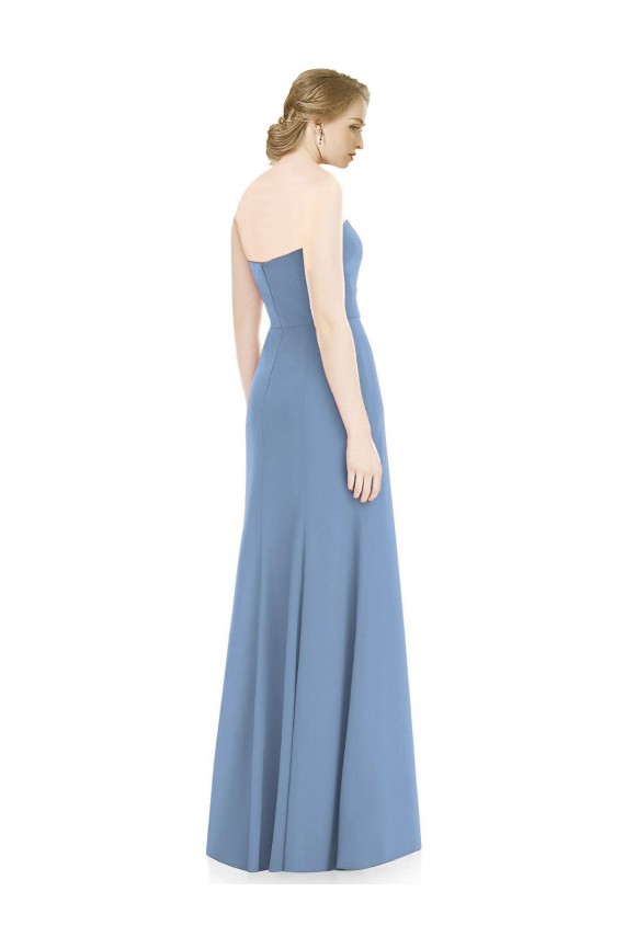 Staubiges Blau Meerjungfrau Trägerlos Chiffon Lange Brautjungfernkleider Ausverkauf