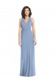 Staubiges Blau Trompete Neckholder V-Ausschnitt Chiffon Lange Formale Brautjungfernkleider / Abendkleider Ausverkauf