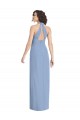 Staubiges Blau Trompete Neckholder V-Ausschnitt Chiffon Lange Formale Brautjungfernkleider / Abendkleider Ausverkauf