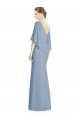 Staubiges Blau Trompete V-Ausschnitt Chiffon Lange Brautjungfernkleider Ausverkauf