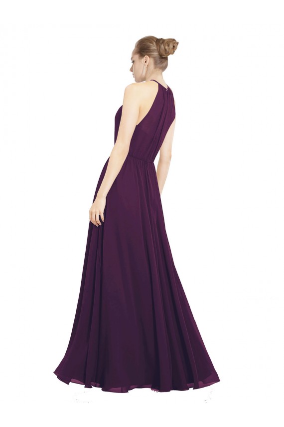 Traube A-Linien Neckholder Chiffon Lange Brautjungfernkleider Ausverkauf