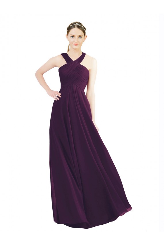 Traube A-Linien Neckholder Chiffon Lange Brautjungfernkleider Ausverkauf