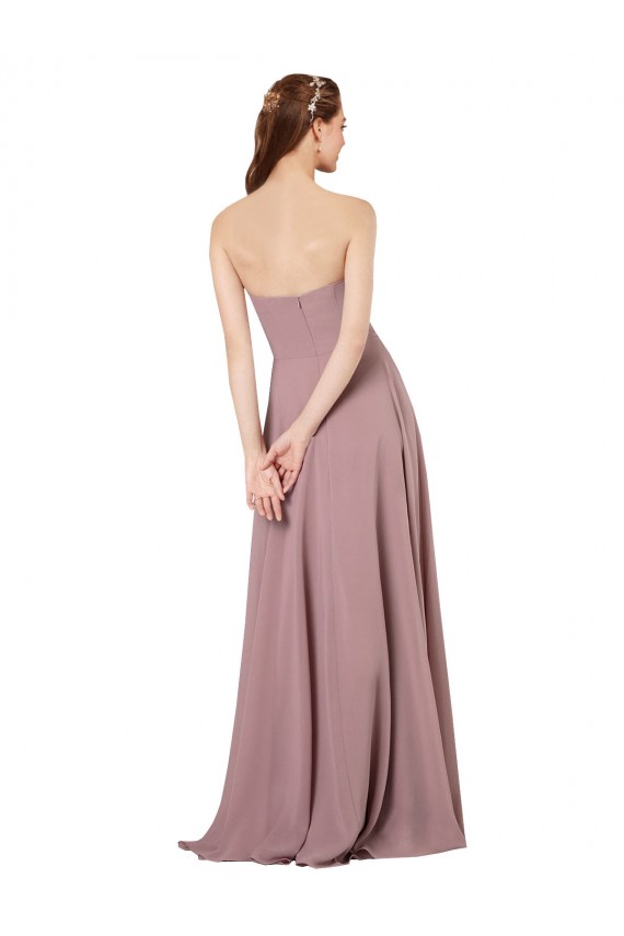 Traube A-Linien Trägerlos Chiffon Lange Brautjungfernkleider Ausverkauf