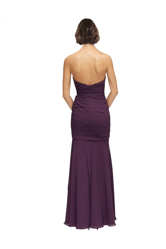 Traube Meerjungfrau Chiffon Lange Brautjungfernkleider Ausverkauf