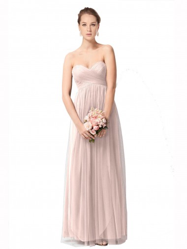 Vintage Rose A-Linien Tüll Lange Brautjungfernkleider Ausverkauf