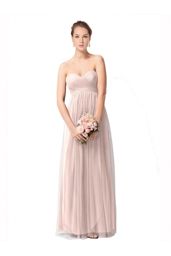 Vintage Rose A-Linien Tüll Lange Brautjungfernkleider Ausverkauf