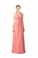 Wassermelone A-Linien Neckholder Chiffon Lange Brautjungfernkleider Ausverkauf