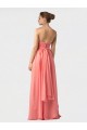 Wassermelone A-Linien Neckholder Chiffon Lange Brautjungfernkleider Ausverkauf