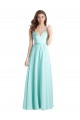 Waterfall A-Linien V-Ausschnitt Chiffon Satin Lange Brautjungfernkleider Ausverkauf
