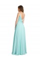 Waterfall A-Linien V-Ausschnitt Chiffon Satin Lange Brautjungfernkleider Ausverkauf