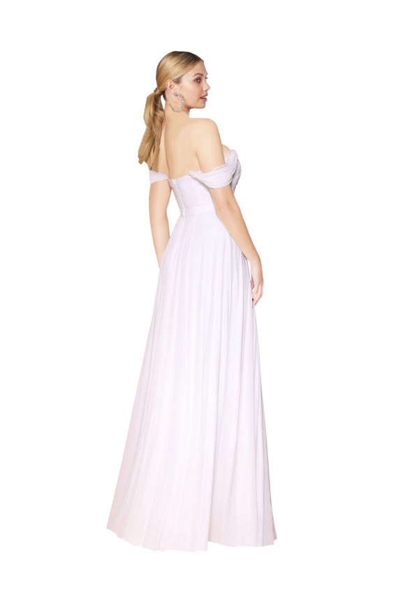 Weiß A-Linien Off-Schulter Chiffon Lange Formale Brautjungfernkleider / Abendkleider / Abiballkleider Ausverkauf