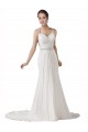 Weiß Etui Kapelle-schleppe Chiffon Strand Brautkleider Ausverkauf