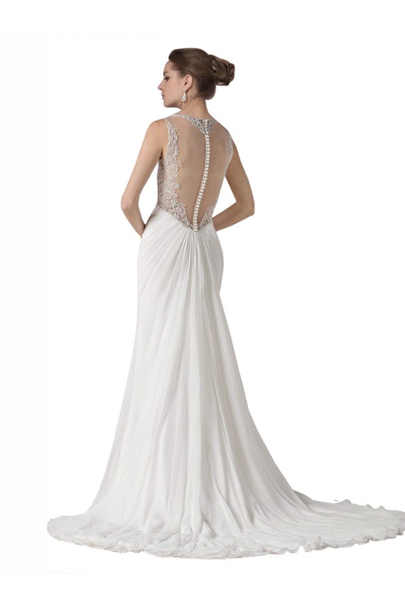 Weiß Etui Kapelle-schleppe Chiffon Strand Brautkleider Ausverkauf