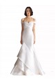 Weiß Meerjungfrau Off-Schulter Kapelle-schleppe Satin Strand Brautkleider Ausverkauf