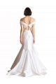 Weiß Meerjungfrau Off-Schulter Kapelle-schleppe Satin Strand Brautkleider Ausverkauf