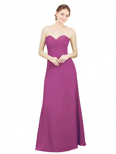 Wilde Beere A-Linien Chiffon Lange Brautjungfernkleider Ausverkauf