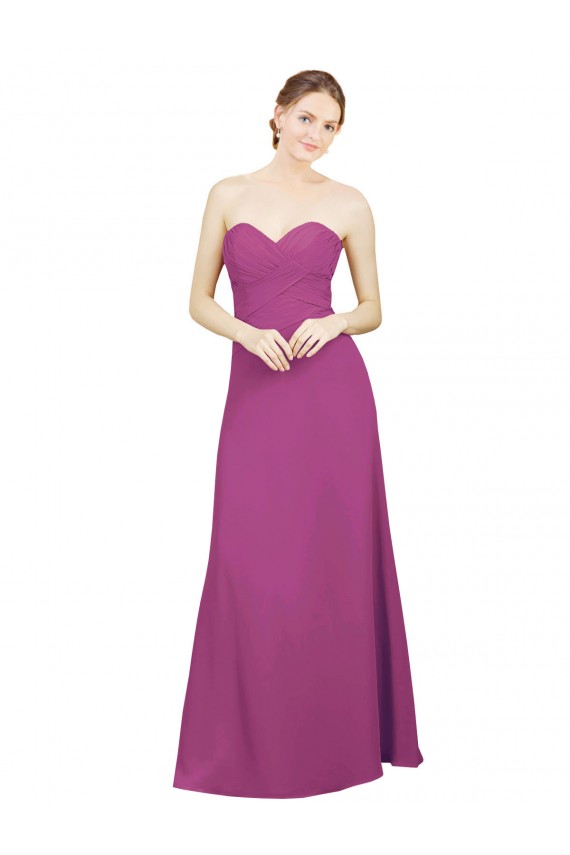 Wilde Beere A-Linien Chiffon Lange Brautjungfernkleider Ausverkauf