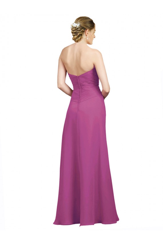 Wilde Beere A-Linien Chiffon Lange Brautjungfernkleider Ausverkauf