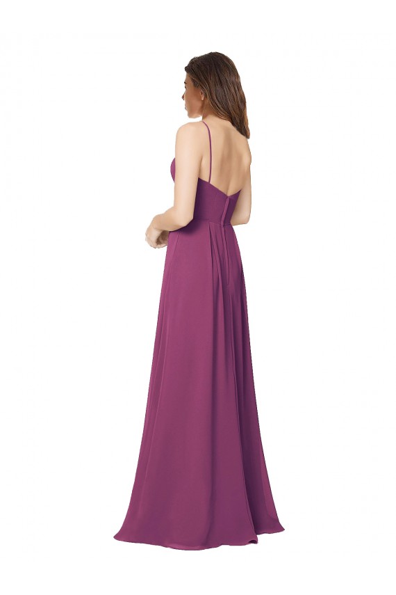 Wilde Beere A-Linien Trägerlos Chiffon Lange Brautjungfernkleider Ausverkauf