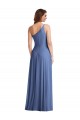 Windsor Blau A-Linien Eine-Schulter Chiffon Lange Formale Brautjungfernkleider / Abendkleider Ausverkauf