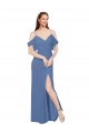 Windsor Blau A-Linien Off-Schulter Chiffon Lange Brautjungfernkleider Ausverkauf