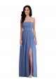 Windsor Blau A-Linien Spaghetti-Träger Chiffon Lange Brautjungfernkleider Ausverkauf