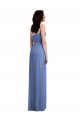 Windsor Blau A-Linien Spaghetti-Träger Chiffon Lange Brautjungfernkleider Ausverkauf