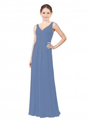 Windsor Blau Etui V-Ausschnitt Chiffon Lange Brautjungfernkleider Ausverkauf