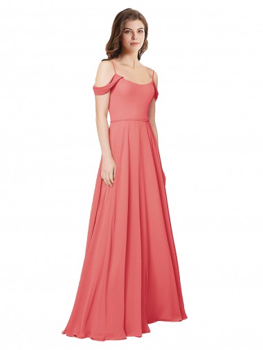 Wüstenrose A-Linien Off-Schulter Chiffon Lange Brautjungfernkleider Ausverkauf